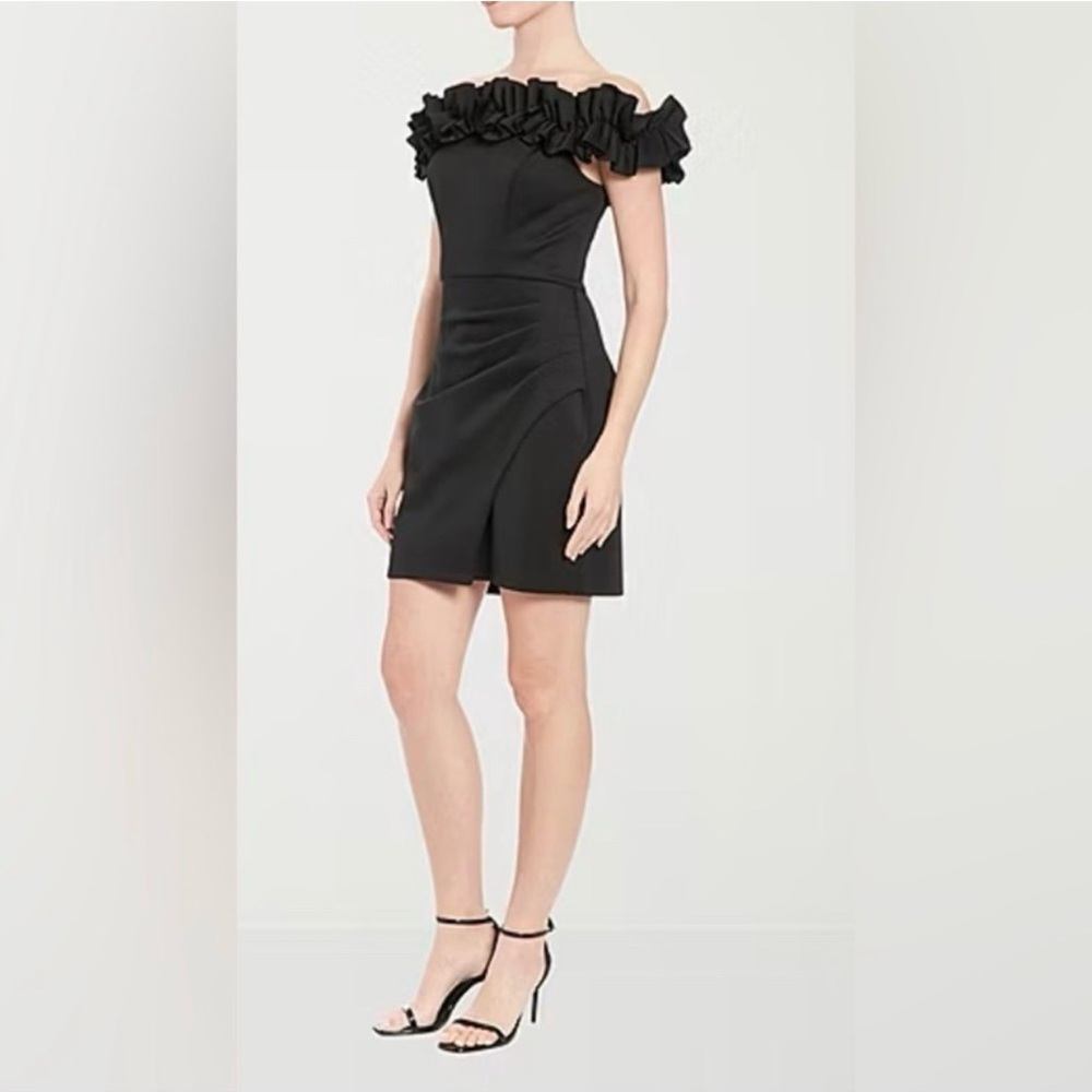 Chic Black Ruffled Off-Shoulder Mini Dress